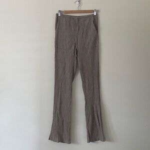Zara Crinkle Gray Tan Flared Pants XS